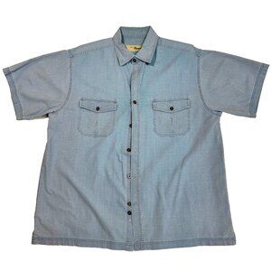 Vintage Penmans Men's L Polo Dress Shirt Light Blue Button Up Short Sleeve